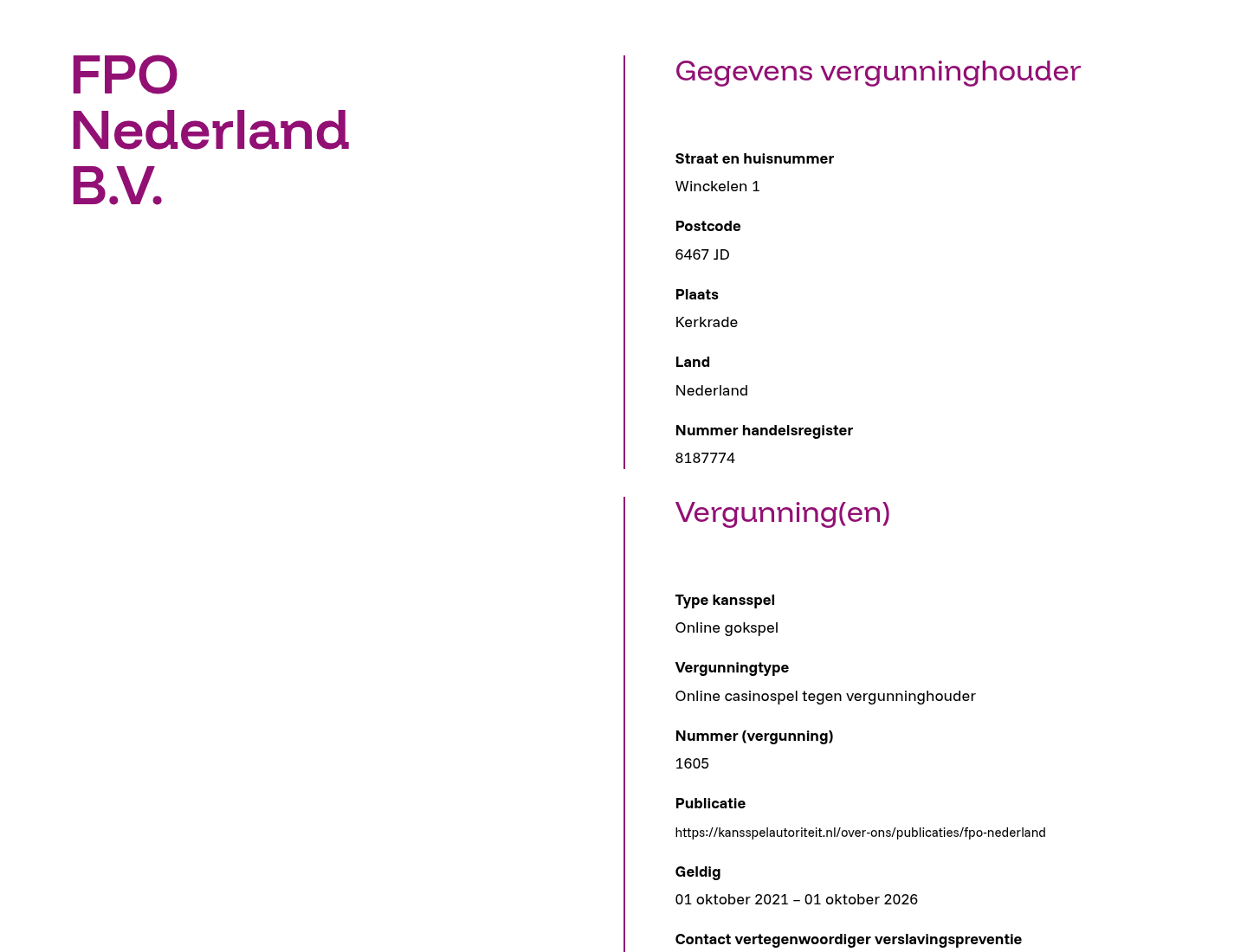 Kansspelwijzer-record voor Fair Play Online