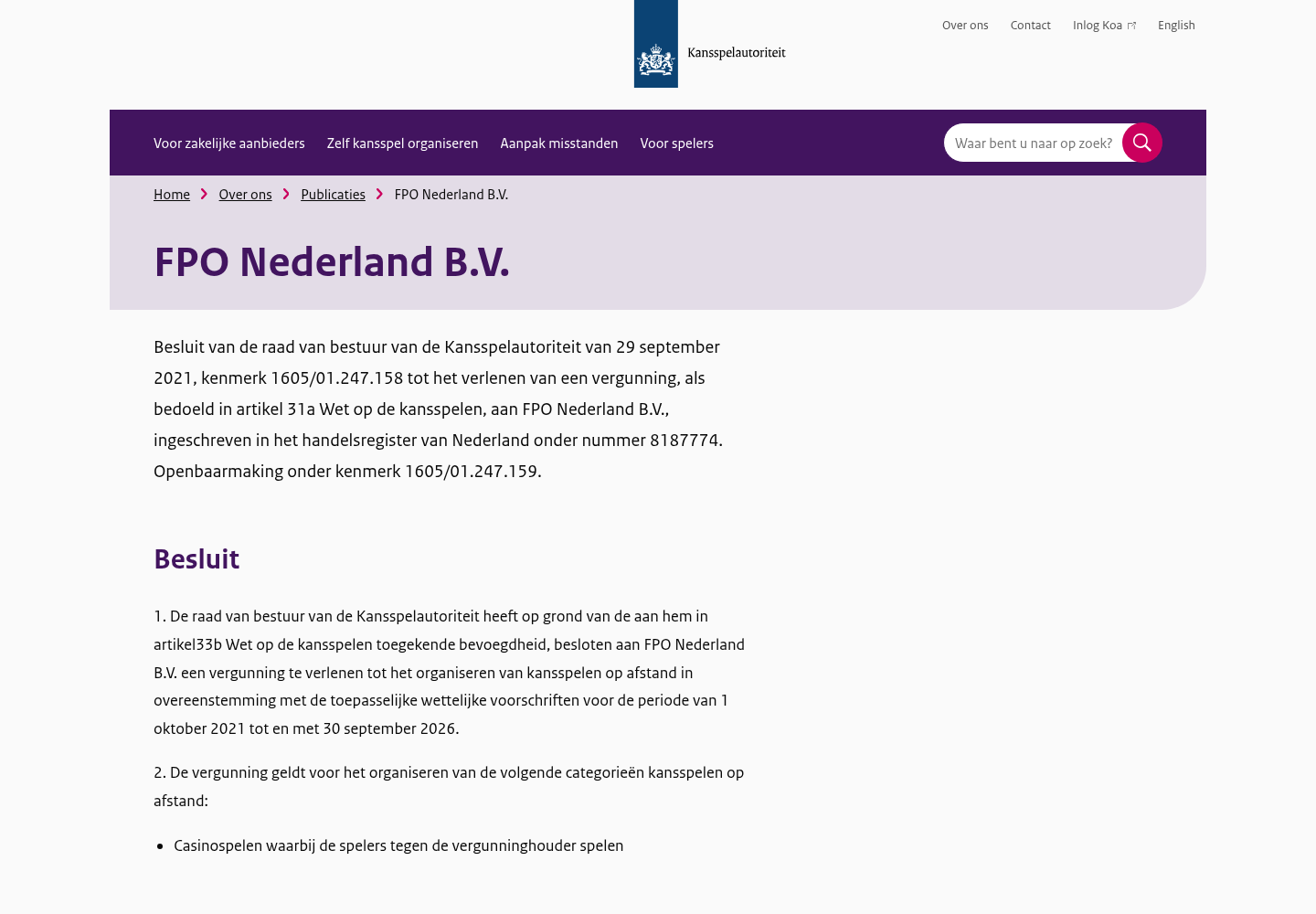 Tweede primaire bron voor Fair Play Online
