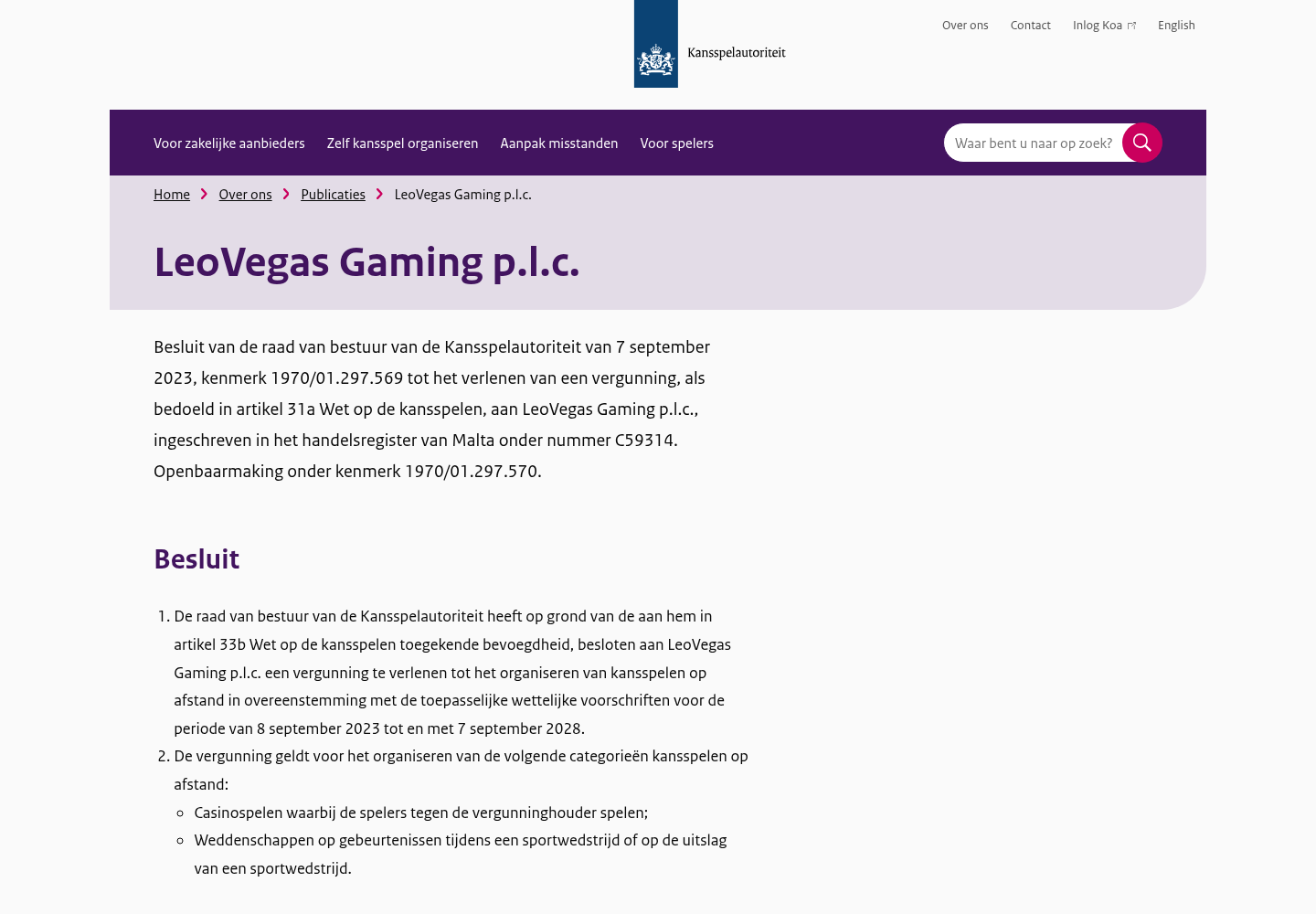 Tweede primaire bron voor LeoVegas Nederland