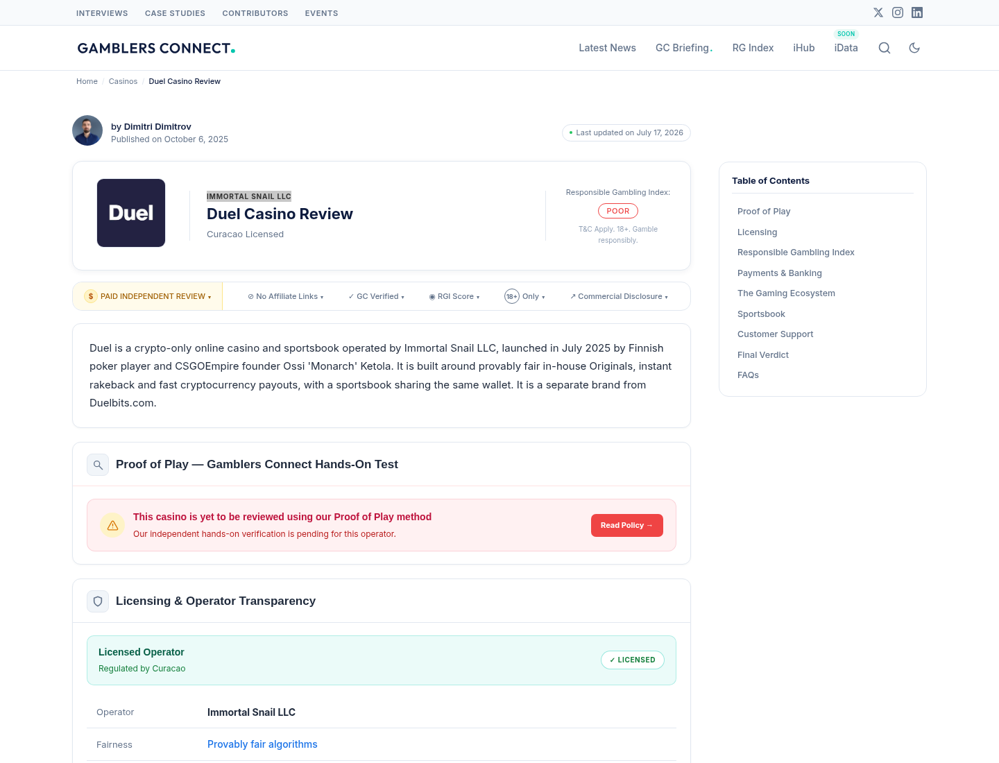 Bewijscapture van gamblersconnect.com