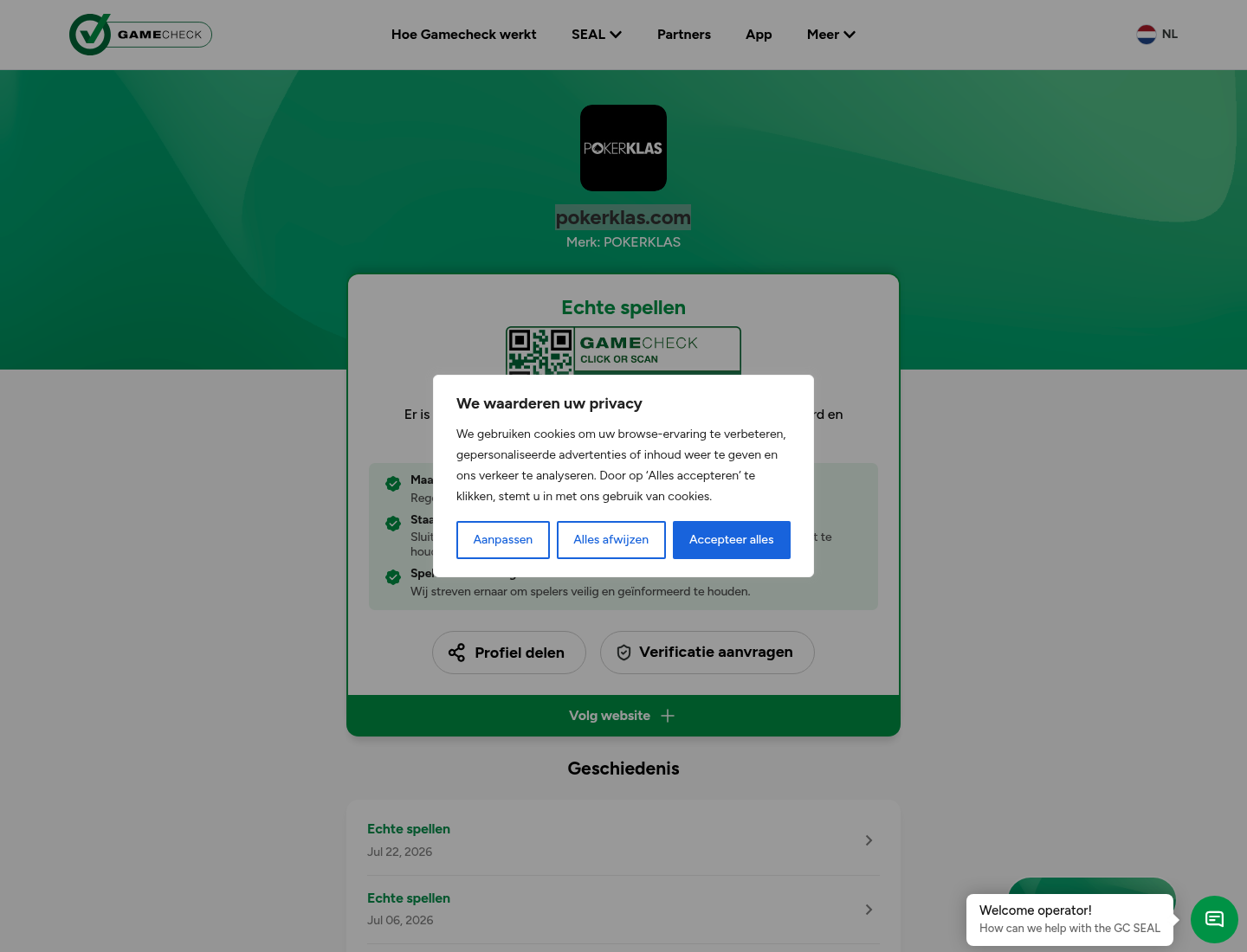 Bewijscapture van gamecheck.com